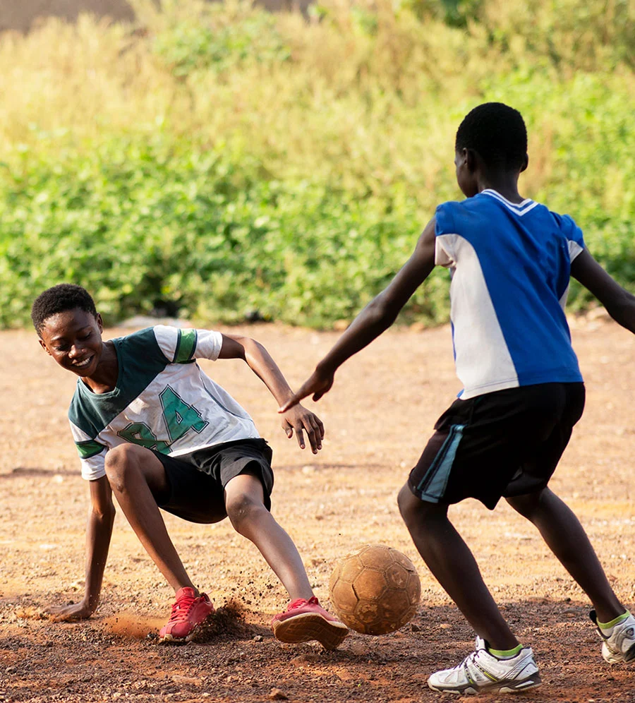Kids playing soccer